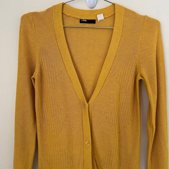 BDG Urban Outfitters Long Open Cardigan Sweater with Pockets Yellow Size S - Picture 2 of 11